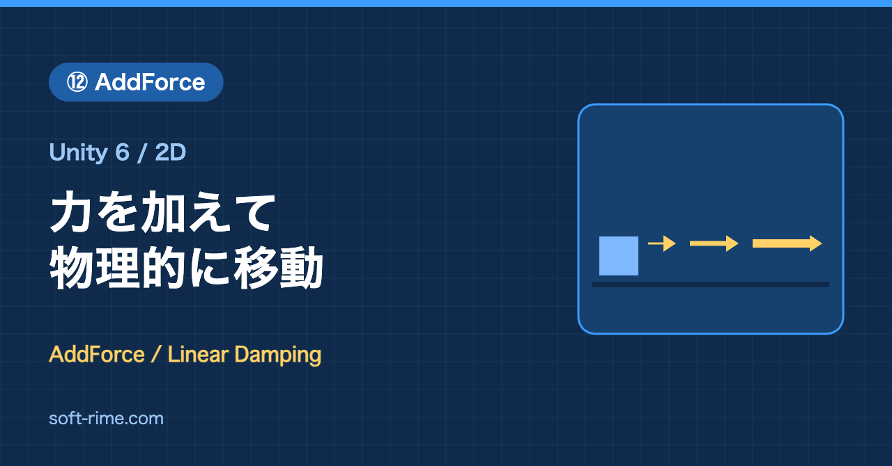 Unity 6 2D移動:力を加えて物理的に移動