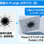 弾痕Prefabの作り方：透明背景のPNG画像をPlaneに貼ってPrefabにする